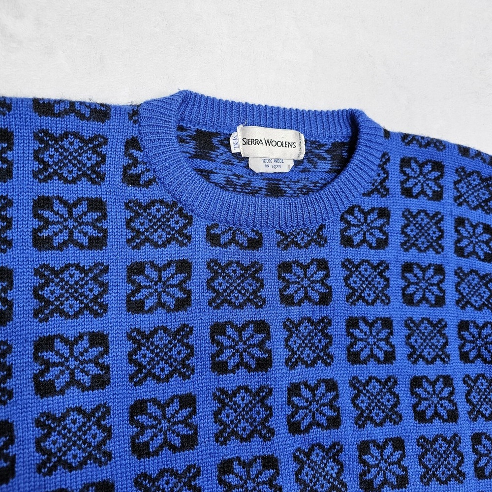 Vtg Sierra Woolens Pullover Sweater Men XL 100% Wool Ski Snowflake Knit Pullover - Picture 2 of 9